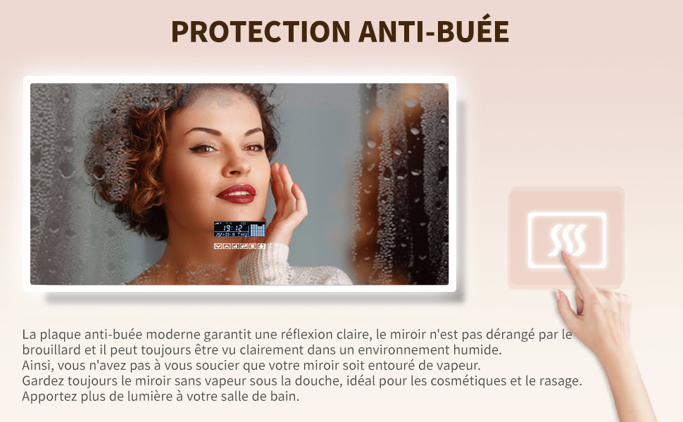 Miroir de salle de bain anti buée
