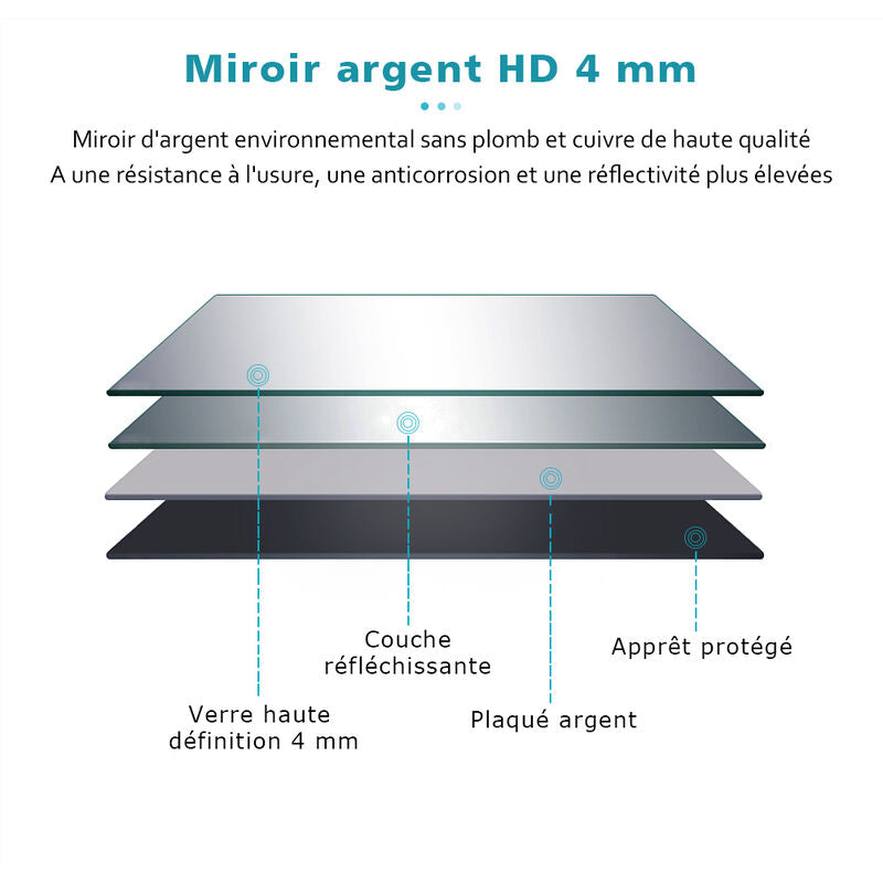 SIRHONA Miroir LED avec éclairage LED Miroir Salle de Bain Miroir Muraux Cosmétiques Mural Lumière Illumination - SIRHONA