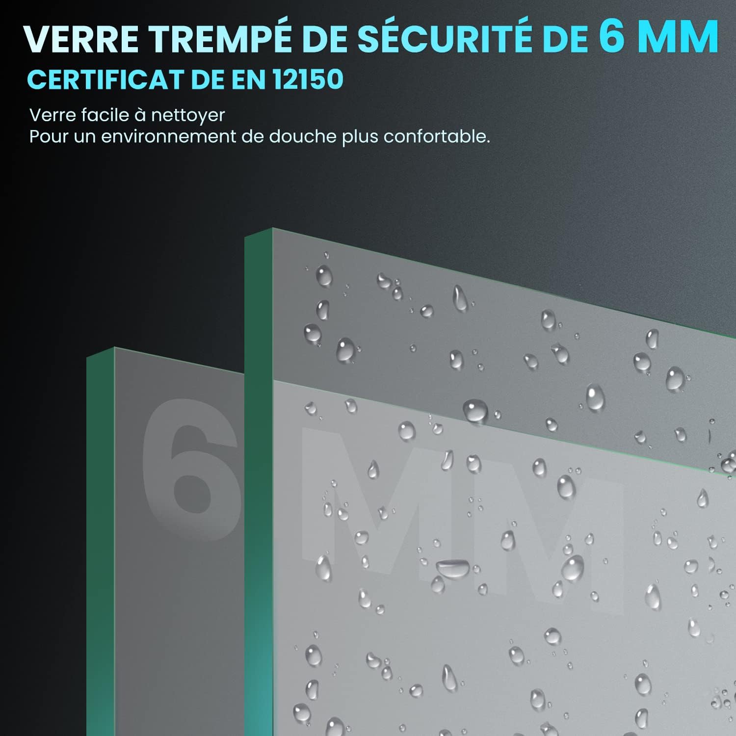 SIRHONA Porte de douche Noir Coulissante 76/80/90 x195cm Porte de douche Pivotante en Verre Transparent 6mm Securit - SIRHONA