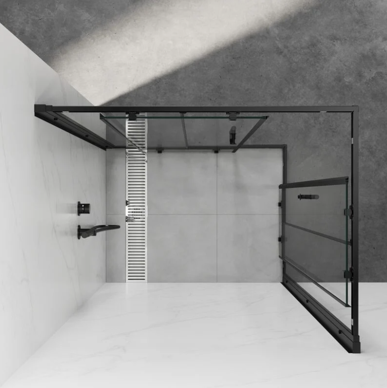 SIRHONA Porte Coulissante de dDouche Noire 70 ~100cm, 5mm Verre Cabine de Douche Trempé Cabine de Douche Réglable Design Aluminium de Haute Qualité - SIRHONA