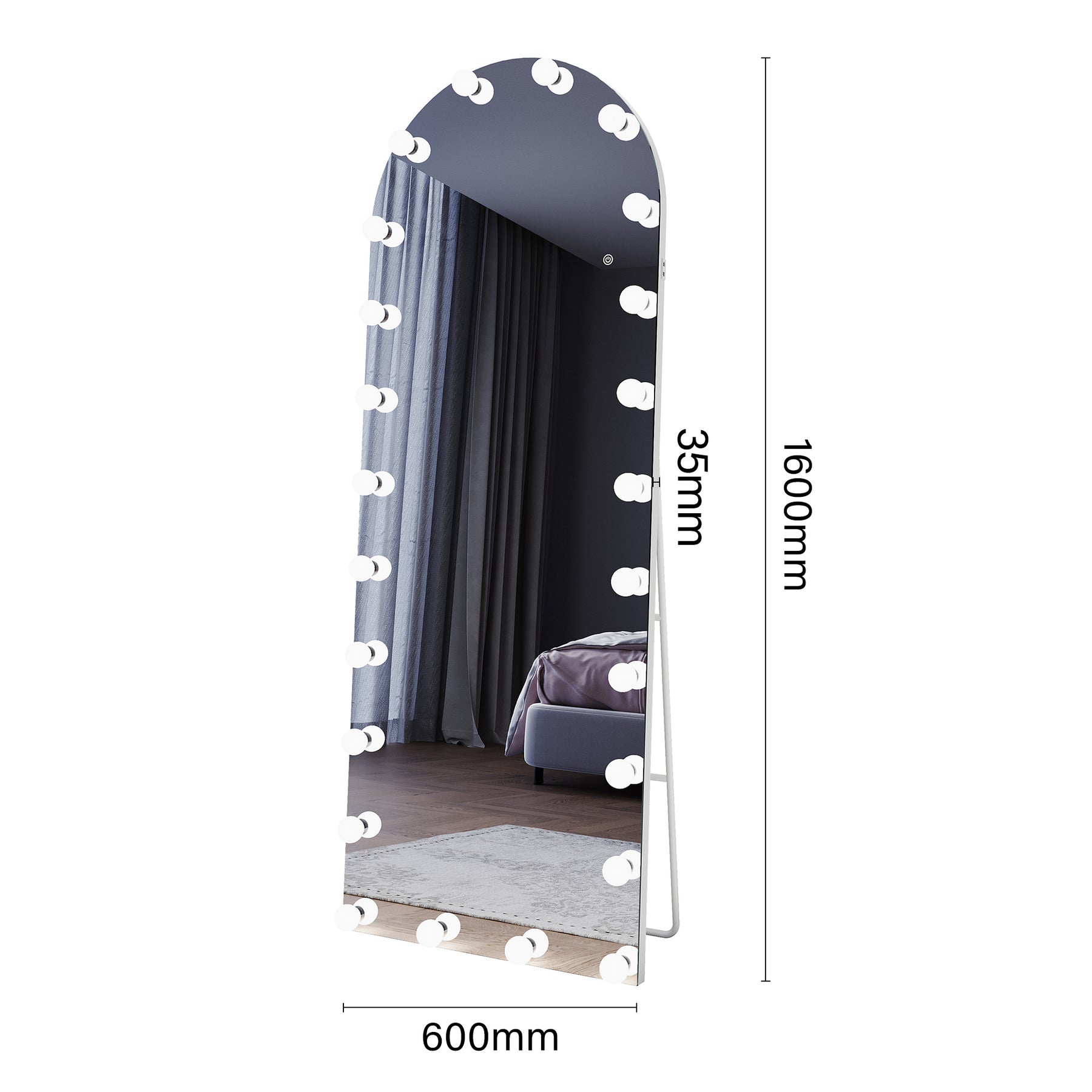 SIRHONA Miroirs sur pied de grande taille avec lumière LED à 3 couleurs 1600x600x35mm - SIRHONA
