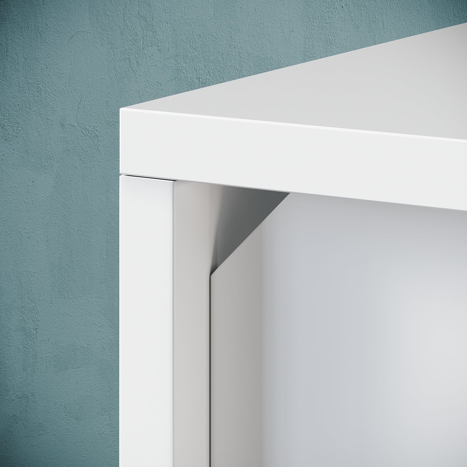 Commode Sideboard avec éclairage LED brillant Meuble de Armoire de salon, blanc - SIRHONA