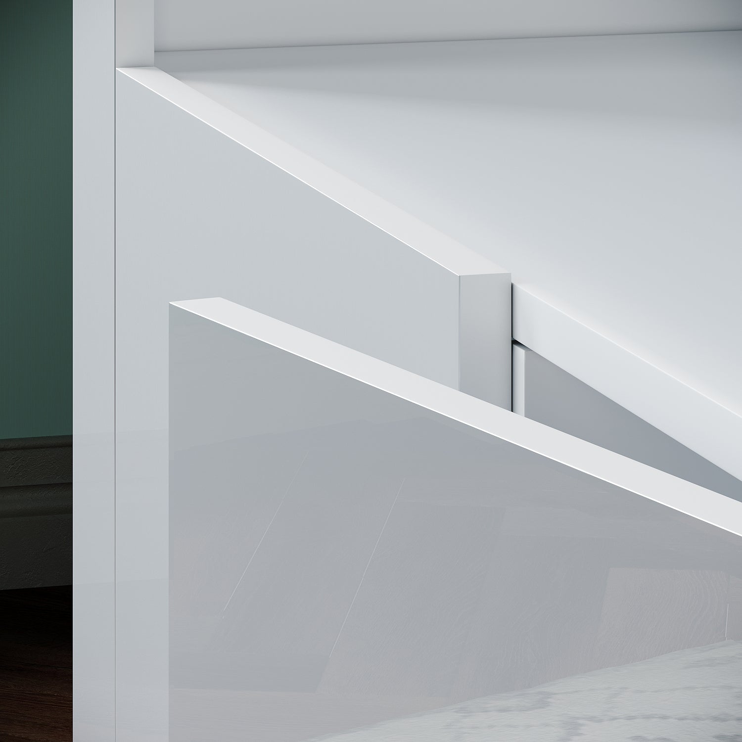 Commode Sideboard avec éclairage LED brillant Meuble de Armoire de salon, blanc - SIRHONA