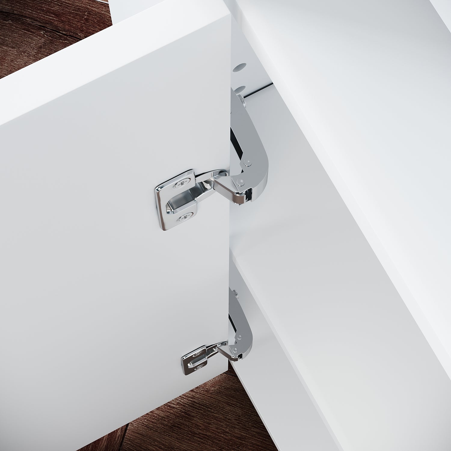 Commode Sideboard avec éclairage LED brillant Meuble de Armoire de salon, blanc - SIRHONA