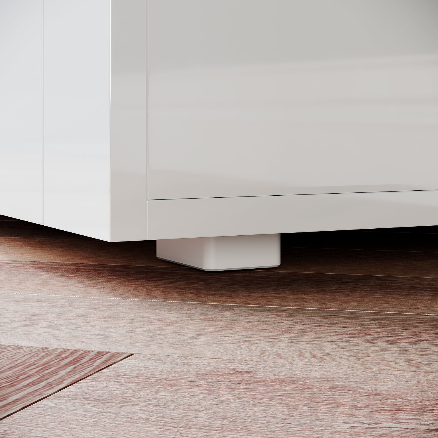 Commode Sideboard avec éclairage LED brillant Meuble de Armoire de salon, blanc - SIRHONA
