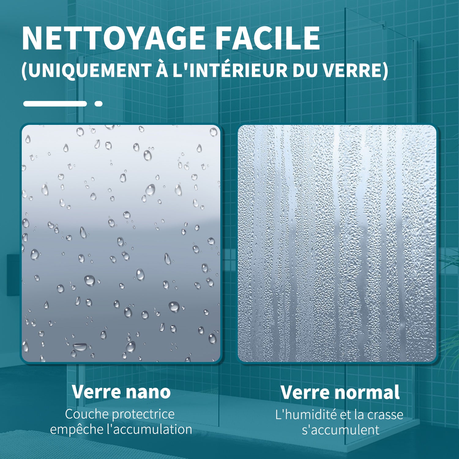 SIRHONA Paroi de douche italienne 70-120 cm x 200 cm, 8 mm verre Nano transparent - SIRHONA