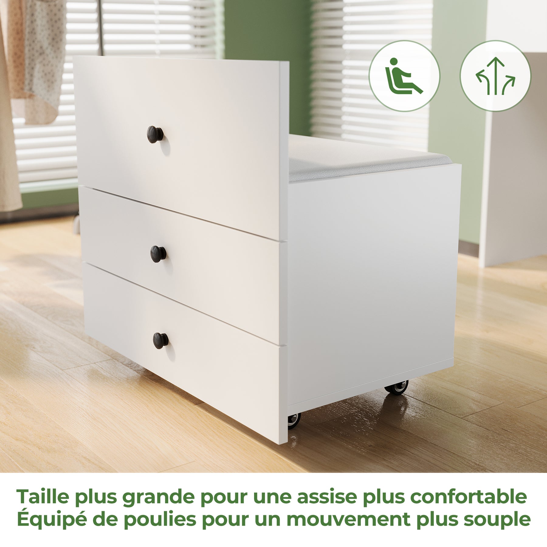SIRHONA Coiffeuse multifonctionnelle avec chaise dissimulée et rangement divisé 59.2×42.6×127cm - SIRHONA
