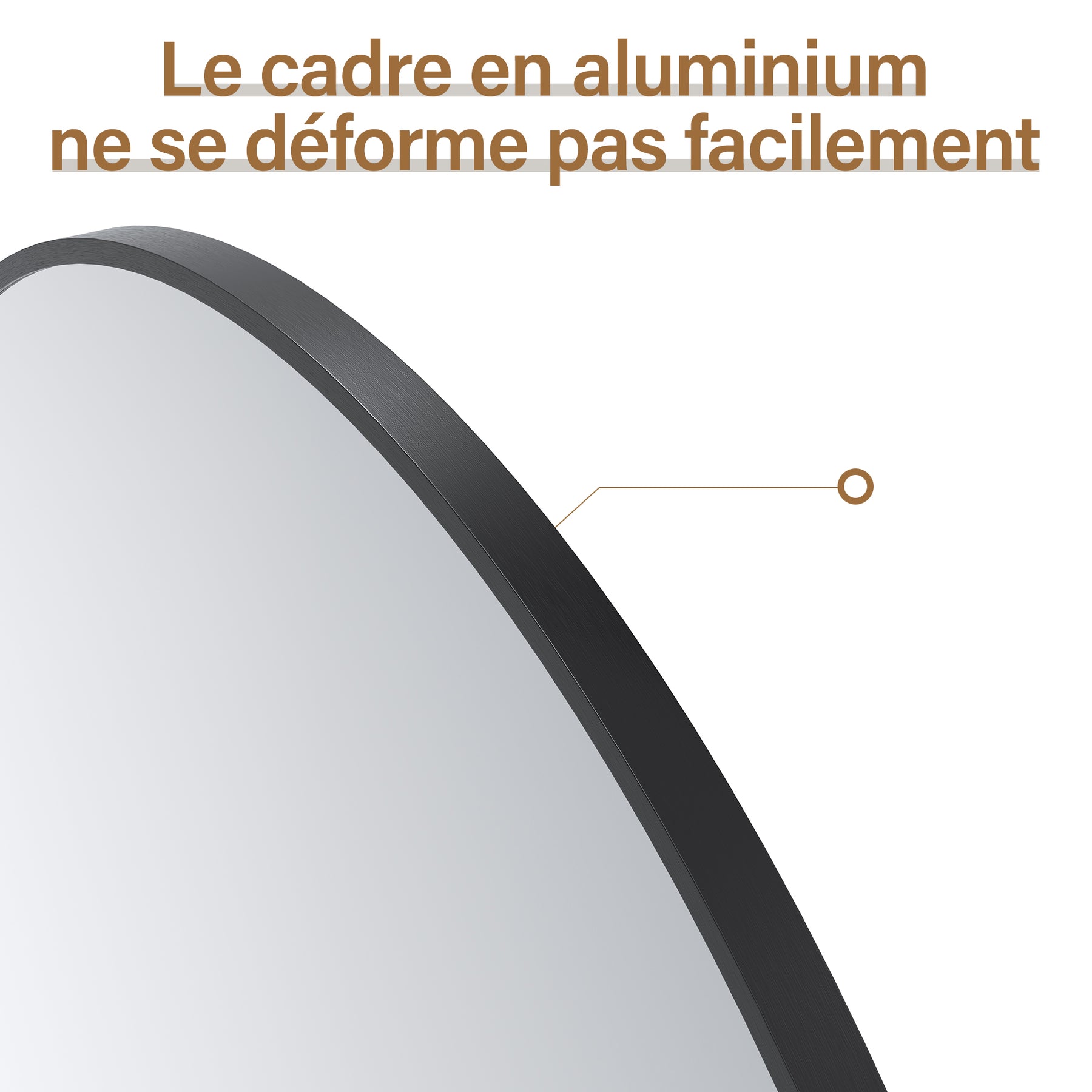SIRHONA Miroir de maquillage avec cadre noir 900 x 900 x 35 mm, miroir rond mural - SIRHONA