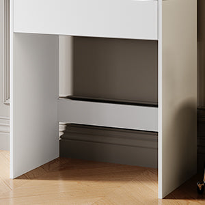 SIRHONA Coiffeuse avec Miroir, Table de Maquillage avec Grands Tiroirs et étagères de rangement, Blanc 70x40x140cm - SIRHONA