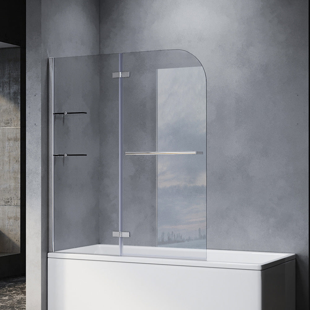 Panneau pour baignoire 2 parties verre Paroi pliante pivotante Pare-baignoire 120cm - SIRHONA