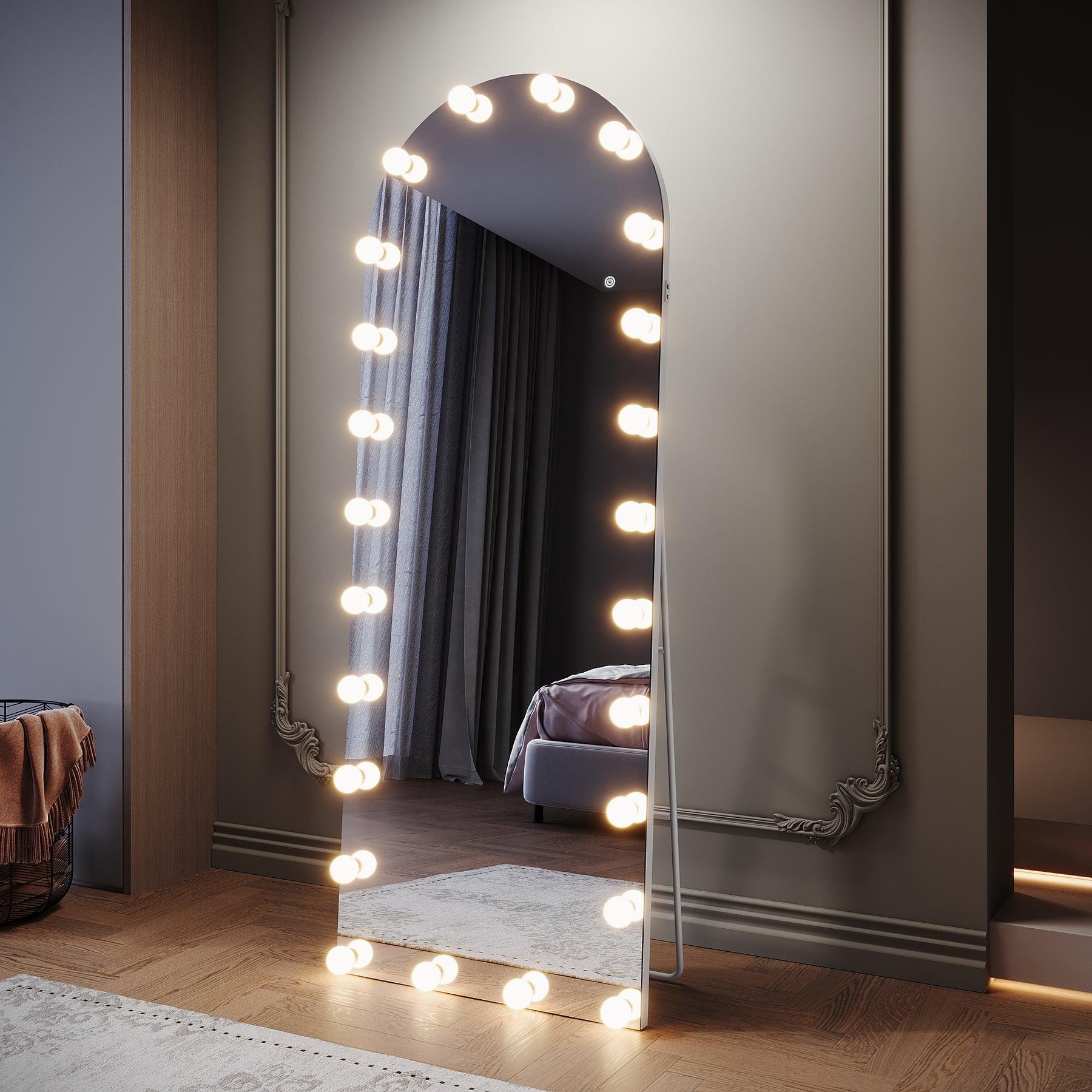 SIRHONA Miroirs sur pied de grande taille avec lumière LED à 3 couleurs 1600x600x35mm - SIRHONA