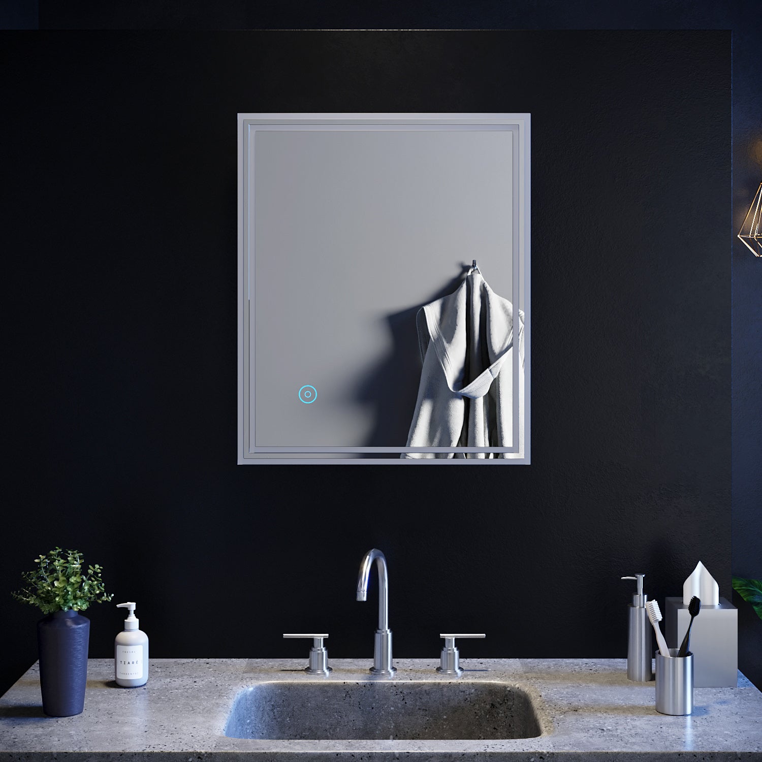 SIRHONA Miroir LED avec éclairage LED Miroir Salle de Bain Miroir Muraux Cosmétiques Mural Lumière Illumination - SIRHONA