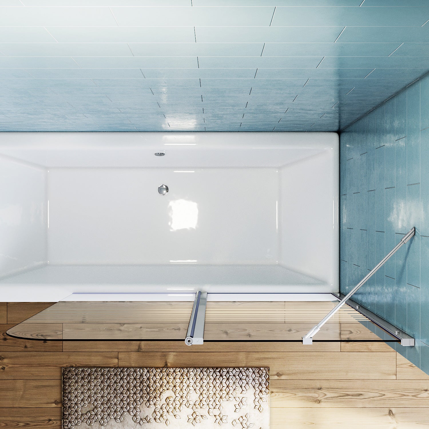 Paroi de baignoire Paroi de douche pliante 120x140cm - SIRHONA