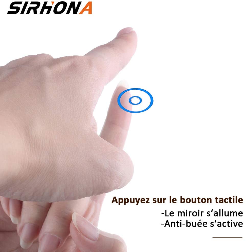SIRHONA Miroir LED Salle de Bains avec éclairage LED Miroir Muraux AVCE Anti-buée Fonction Cosmétiques Mural Lumière Illumination - SIRHONA