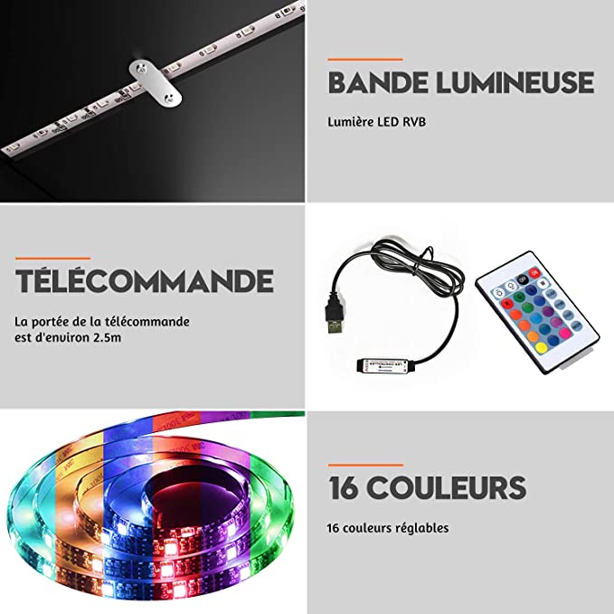 SIRHONA Meuble TV LED Noir, Banc TV 140x35x51cm, Éclairage LED RGB avec Couleur réglable, Capacité de Charge 30 kg, Convient pour Salon ou Chambre - SIRHONA