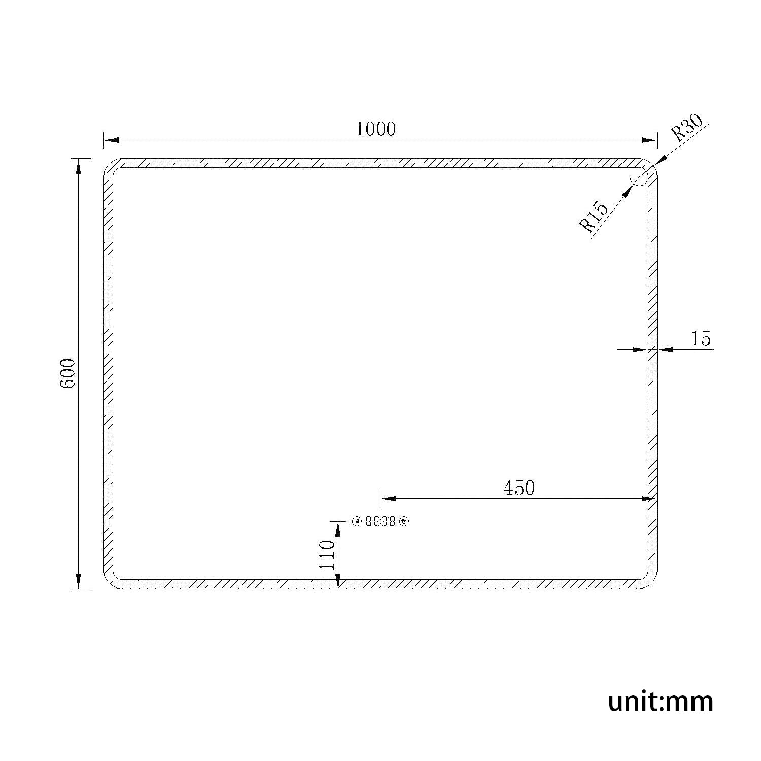 SIRHONA Miroir de salle de bains 1000 x 600 x 35mm - Miroirs cosmétiques muraux - Miroir avec led illumination - Trois températures de couleur - Antibuée avec réglage de l'heure - SIRHONA