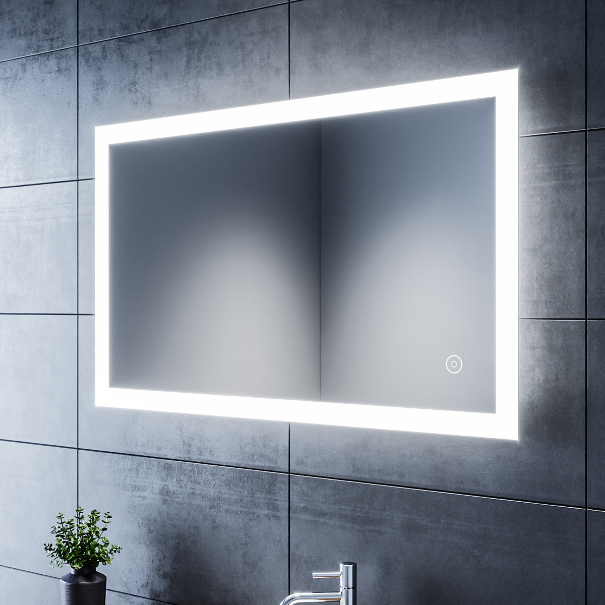 SIRHONA Miroir LED Salle de Bains avec éclairage LED Miroir Muraux AVCE Anti-buée Fonction Cosmétiques Mural Lumière Illumination - SIRHONA