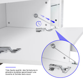 Meuble TV Bas - Lumière LED Réglable avec Télécommande  Grande Capacité SIRHONA Blanc 130x35x45 cm - SIRHONA