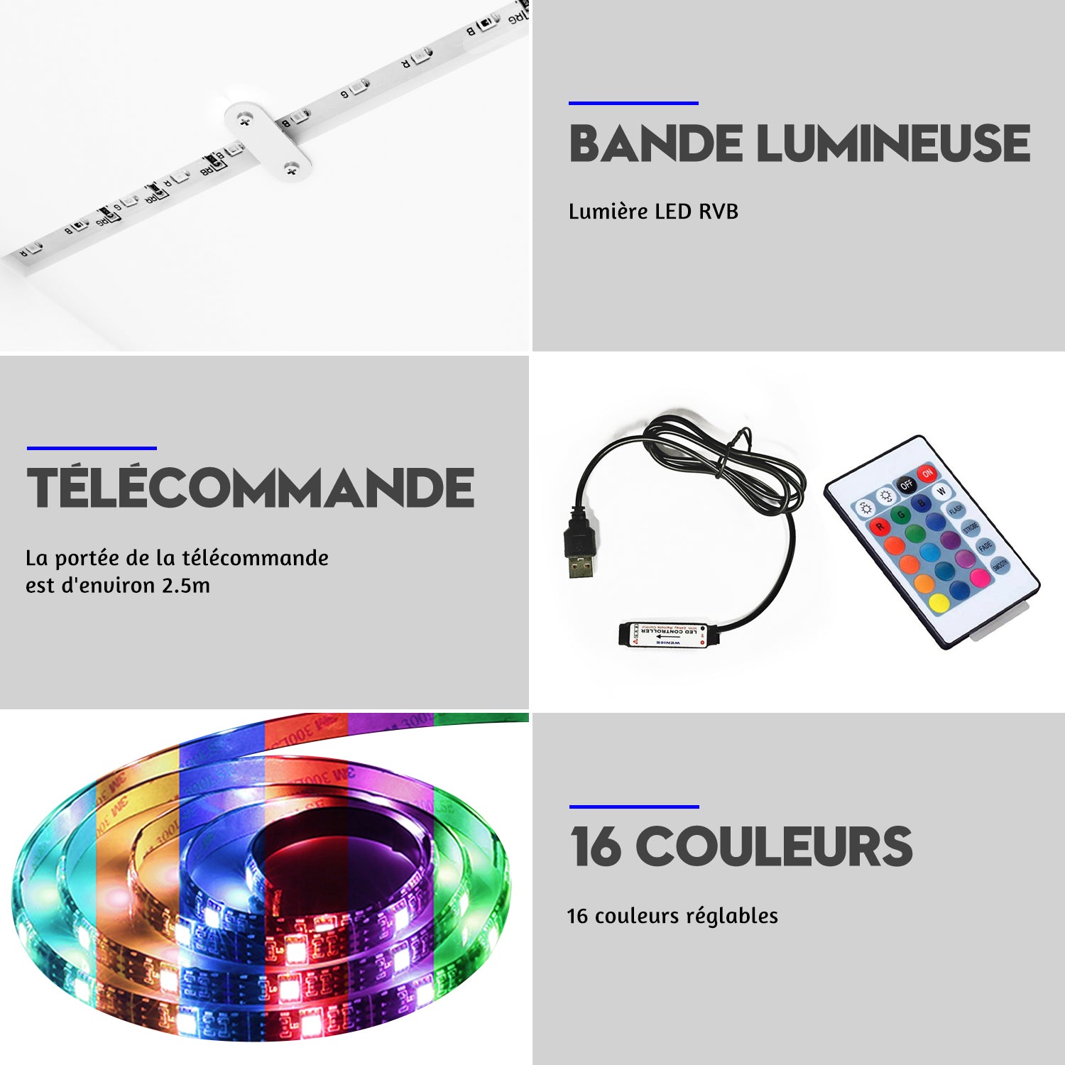 Meuble TV Bas - Lumière LED Réglable avec Télécommande  Grande Capacité SIRHONA Blanc 130x35x45 cm - SIRHONA