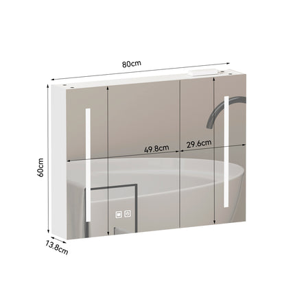 Armoire de toilette LED espace de rangement de 80 cm, à fixation murale