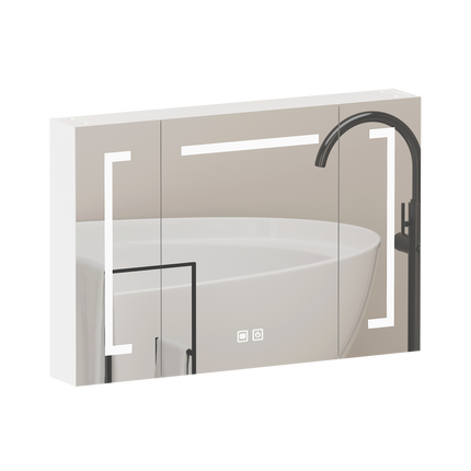 Armoire de toilette LED élégante de 90 cm, à fixation murale, Armoire de toilette avec espace de rangement pour la salle de bains
