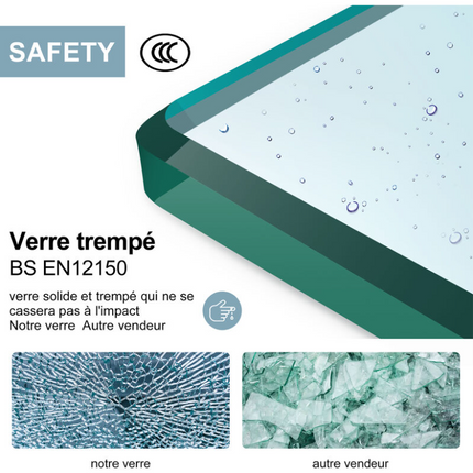 SIRHONA Porte de douche battante noire porte de douche rotative 180° verre trempé 5mm anti-calcaire 80 ~100cm x 195cm - SIRHONA