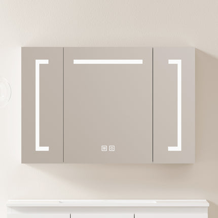 Armoire de toilette LED élégante de 90 cm, à fixation murale, Armoire de toilette avec espace de rangement pour la salle de bains
