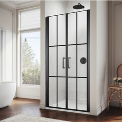 SIRHONA Porte de douche battante noire porte de douche rotative 180° verre trempé 5mm anti-calcaire 80 ~100cm x 195cm - SIRHONA