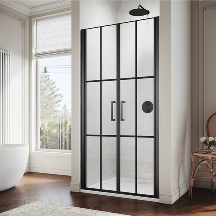 SIRHONA Porte de douche battante noire porte de douche rotative 180° verre trempé 5mm anti-calcaire 80 ~100cm x 195cm - SIRHONA