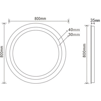 SIRHONA 60-80cm Miroir de Salle de Bain à LED Rond Anti-buée avec éclairage intégré Blanc Froid Miroir Rond Mural - SIRHONA
