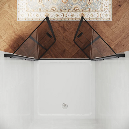 SIRHONA Porte de douche battante noire porte de douche rotative 180° verre trempé 5mm anti-calcaire 80 ~100cm x 195cm - SIRHONA