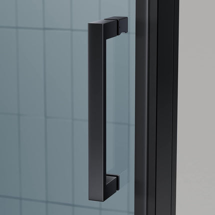 SIRHONA Porte de douche Noir Coulissante 76/80/90 x195cm Porte de douche Pivotante en Verre Transparent 6mm Securit - SIRHONA