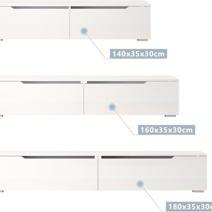 SIRHONA Meuble TV éclairage LED 16 couleurs réglables, plateau TV brillant - SIRHONA