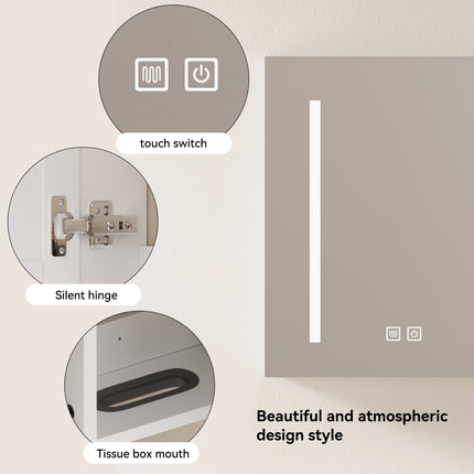 Armoire de toilette LED espace de rangement de 80 cm, à fixation murale