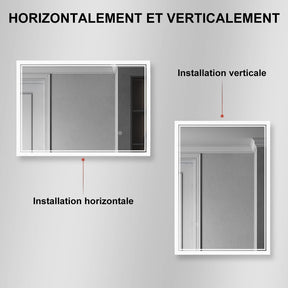 SIRHONA Miroir LED Salle de Bain avec éclairage, Miroir Lumineux Salle de Bain Anti-buée,100x60cm - SIRHONA