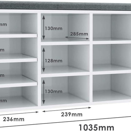 SIRHONA Armoire à Chaussures Blanc avec Coussin de Siège，Meuble à Chaussures Entrée - SIRHONA