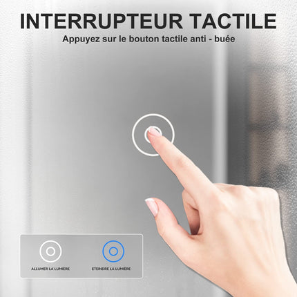 SIRHONA Miroir LED Salle de Bain avec éclairage, Miroir Lumineux Salle de Bain Anti-buée,100x60cm - SIRHONA