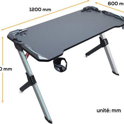 SIRHONA Bureau Gaming Table Ergonomique de Jeu Bureau d'ordinateur PC Gaming Table en Fibre - SIRHONA