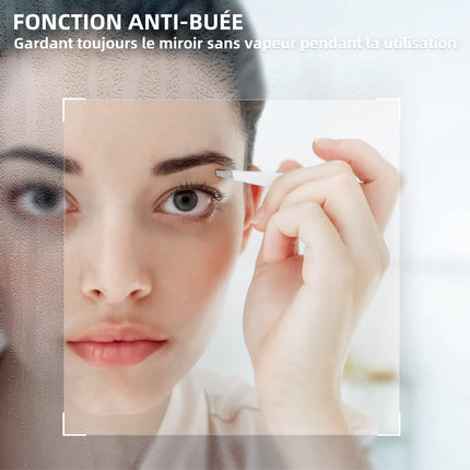 SIRHONA Miroir LED Salle de Bain Bluetooth 120x70cm Miroir Lumineux Salle de Bain avec Eclairage Intégré, Anti-buée, Affichage de L'heure et Température - SIRHONA