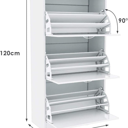 SIRHONA Armoire à Chaussures Blanc avec Coussin de Siège，Meuble à Chaussures Entrée - SIRHONA
