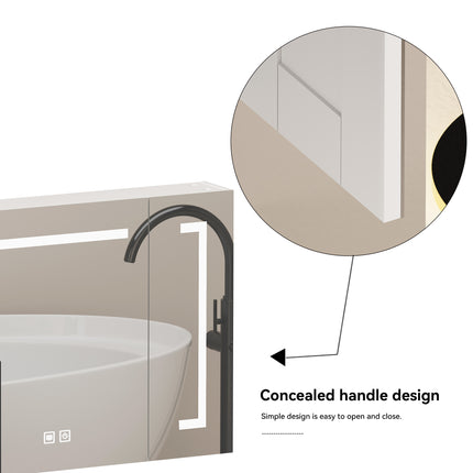 Armoire de toilette LED élégante de 90 cm, à fixation murale, Armoire de toilette avec espace de rangement pour la salle de bains