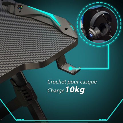 SIRHONA Bureau Gaming Table Ergonomique de Jeu Bureau d'ordinateur PC Gaming Table en Fibre - SIRHONA