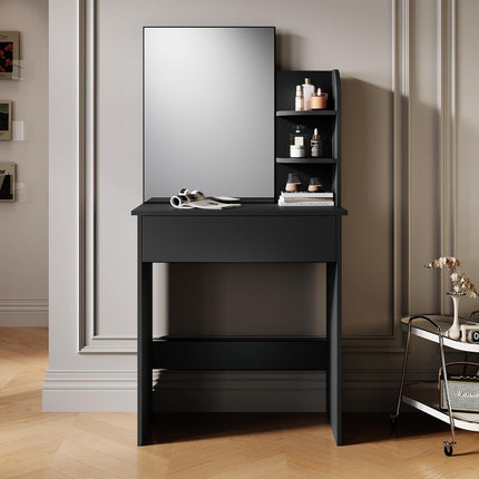 SIRHONA Coiffeuse avec Miroir, Coiffeuse de Bureau en Bois Massif, Montage Facile, Style Moderne - SIRHONA