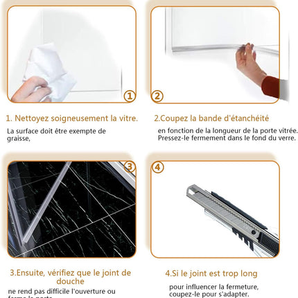 SIRHONA Joint de Porte Joint de Rechange Joint de Douche en PVC,avec Déflecteur d'eau - SIRHONA