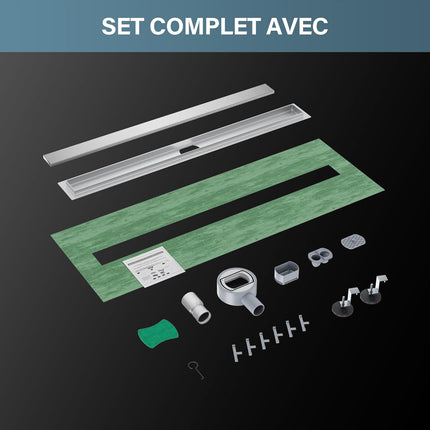 SIRHONA Caniveau Douche Italienne 50cm ~ 110cm à carreler - SIRHONA