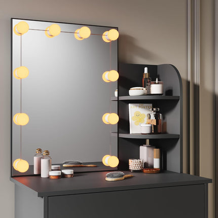 SIRHONA Coiffeuse avec Miroir, Coiffeuse de Bureau en Bois Massif, Montage Facile, Style Moderne - SIRHONA