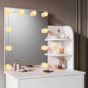 Coiffeuse Avec Miroir LED Et Tabouret - Blanc 60x40 Cm - Miroir 126 Cm, Tiroir, étagères - Éclairage Tactile 3 Couleurs - 12