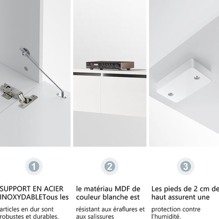 SIRHONA Meuble TV éclairage LED 16 couleurs réglables, plateau TV brillant - SIRHONA