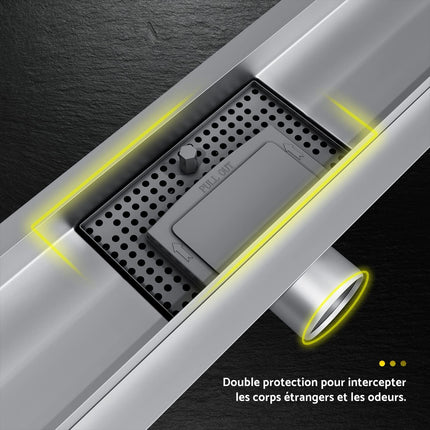 SIRHONA Caniveau Douche Italienne 80 cm Acier Inoxydable Caniveau de Sol à l'italienne Grille - SIRHONA