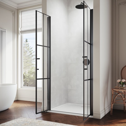 SIRHONA Porte de douche battante noire porte de douche rotative 180° verre trempé 5mm anti-calcaire 80 ~100cm x 195cm - SIRHONA